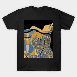 Corpus Christi Map Pattern in Blue & Gold T-Shirt